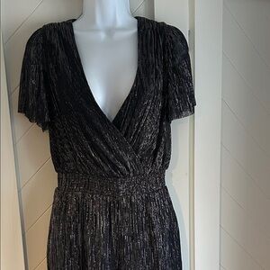 Banana Republic Metallic Black Wide-Leg Jumpsuit